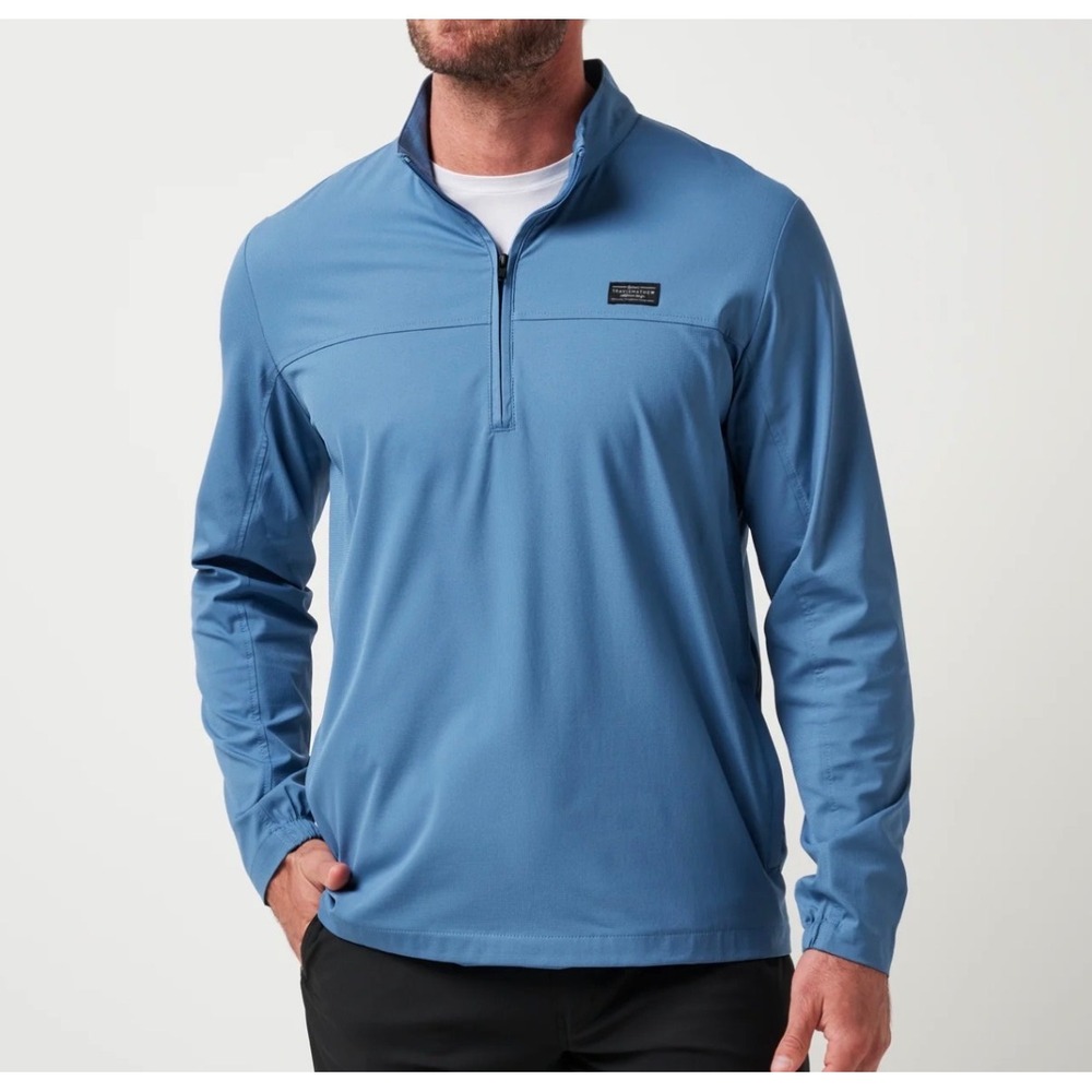 TRAVIS MATHEW Mens Wanderlust Quarter Zip Pullover Golf Activewear Blue Size XL